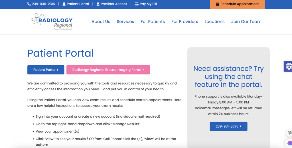 Radiology Regional Patient Portal